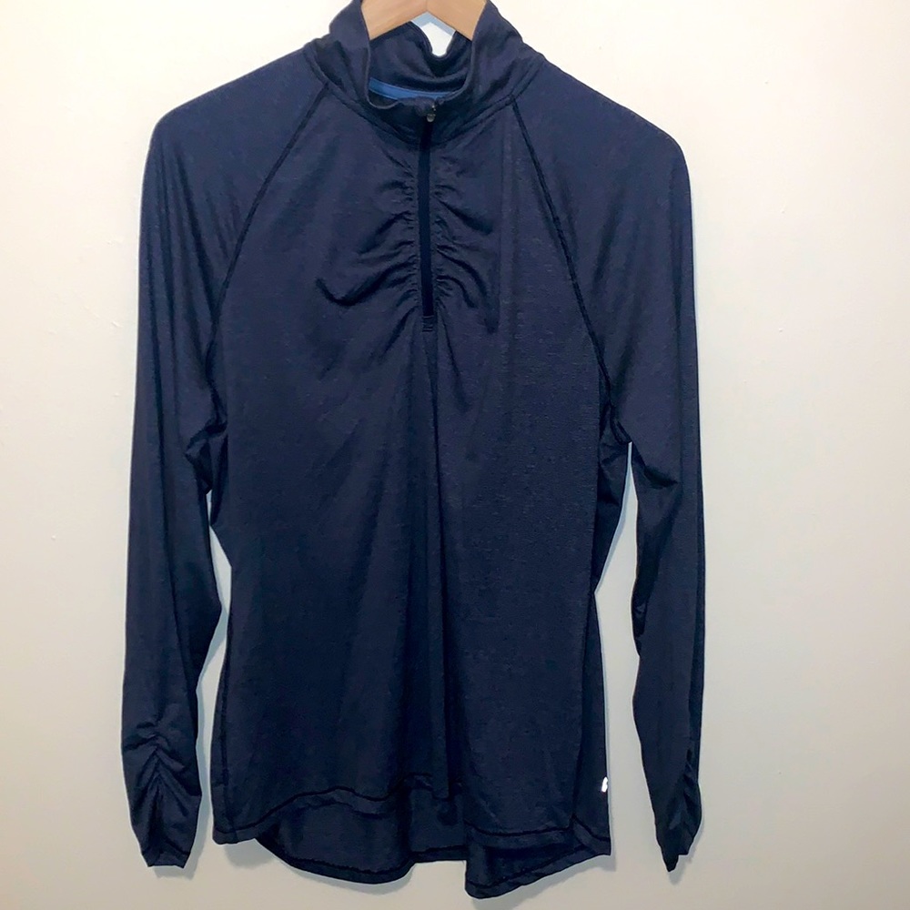 Champion Navy Blue Half Zip Pullover Mock Neck Micro Stripe Sz XXL